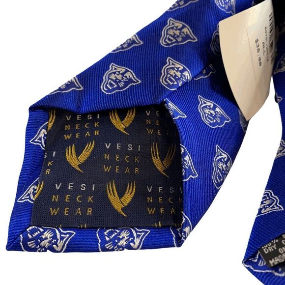 Vesi Neckwear University of Kentucky Blue White wild cat 3" Men's SIlk Neck  Tie - Picture 2 of 7